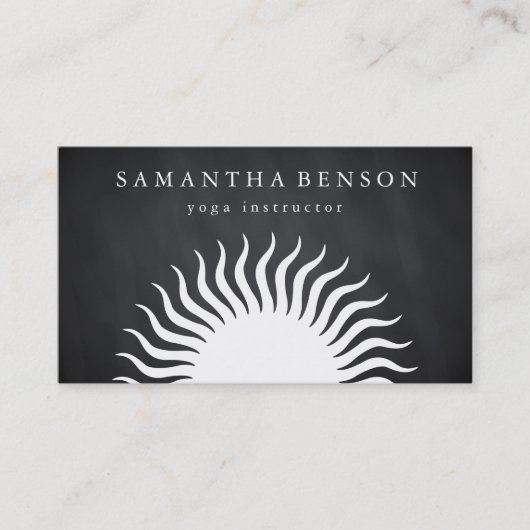 Elegant Black & white Sun Logo Yoga Visitekaartje (Voorkant)