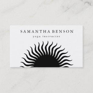 Elegant Black & white Sun Logo Yoga Visitekaartje