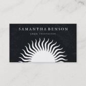 Elegant Black & white Sun Logo Yoga Visitekaartje (Voorkant)