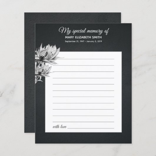 Elegant Black White Sunflower Share Memory Funeral (Voorkant / Achterkant)