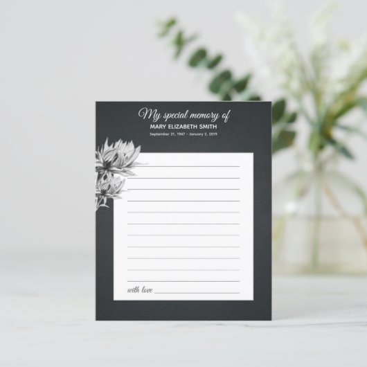 Elegant Black White Sunflower Share Memory Funeral (Staand voorkant)