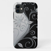 Elegant Black & White Swirl iPhone Case (Achterkant)