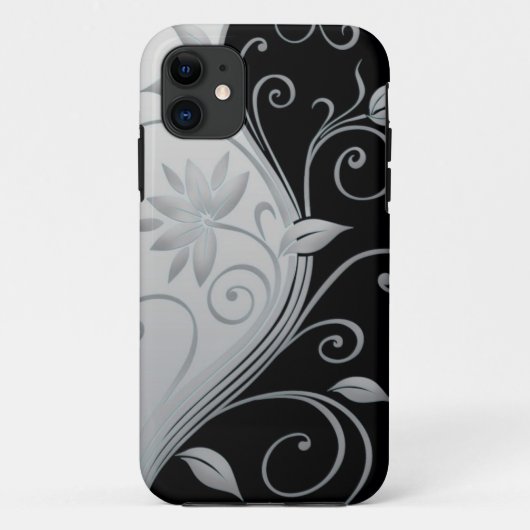 Elegant Black & White Swirl iPhone Case (Achterkant)