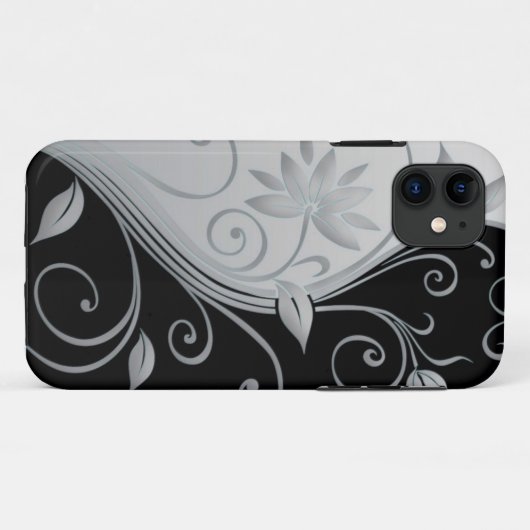 Elegant Black & White Swirl iPhone Case (Achterkant (horizontaal))