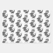 Elegant  Black White Toile Deer Bossen Inpakpapier Vel (Voorkant 3)