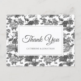 Elegant Black White Toile Deer Briefkaart