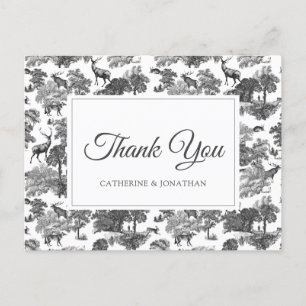 Elegant  Black White Toile Deer Briefkaart