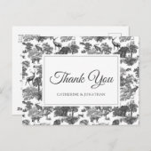 Elegant  Black White Toile Deer Briefkaart (Voorkant / Achterkant)