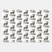 Elegant  Black White Toile Deer in Woodland Inpakpapier Vel (Voorkant 3)
