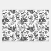 Elegant  Black White Toile Deer in Woodland Inpakpapier Vel (Voorkant)