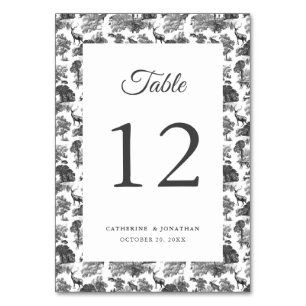 Elegant  Black White Toile Deer Kaart