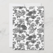 Elegant  Black White Toile Deer Kaart (Achterkant)