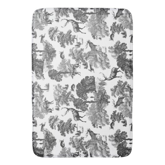 Elegant  Black White Toile Deer Pattern Badmat (Voorkant Verticaal)