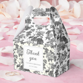 Elegant Black White Toile Deer Pattern Bedankdoosjes