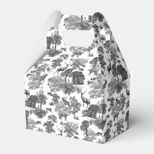 Elegant  Black White Toile Deer Pattern Bedankdoosjes (Achterkant)