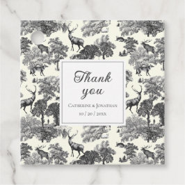 Elegant Black White Toile Deer Pattern Bedankjes Labels