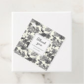 Elegant Black White Toile Deer Pattern Bedankjes Labels (In situ)