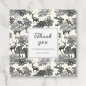 Elegant  Black White Toile Deer Pattern Bedankjes Labels (Voorkant)