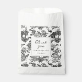 Elegant Black White Toile Deer Pattern Bedankzakje