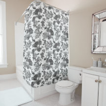 Elegant Black White Toile Deer Pattern