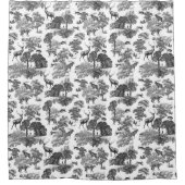 Elegant Black White Toile Deer Pattern Douchegordijn (Voorkant)