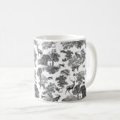 Elegant  Black White Toile Deer Pattern Koffiemok (Voorkant rechts)