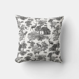 Elegant Black White Toile Deer Pattern Kussen