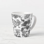 Elegant  Black White Toile Deer Pattern Latte Mok (Rechterhoek)