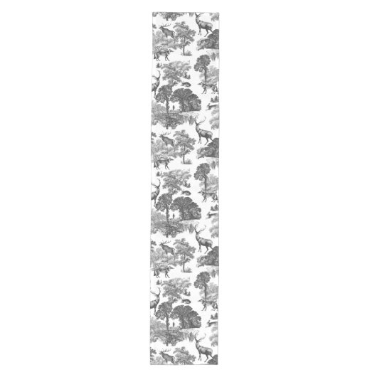 Elegant  Black White Toile Deer Pattern Medium Tafelloper (Voorkant)