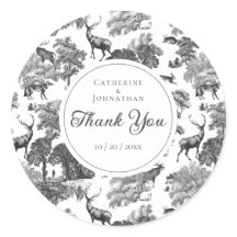 Elegant  Black White Toile Deer Pattern