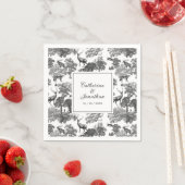 Elegant  Black White Toile Deer Pattern Servet (Insitu)