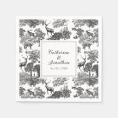 Elegant  Black White Toile Deer Pattern Servet (Voorkant)