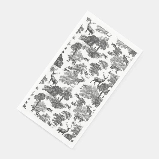 Elegant  Black White Toile Deer Pattern Servet (Hoek)