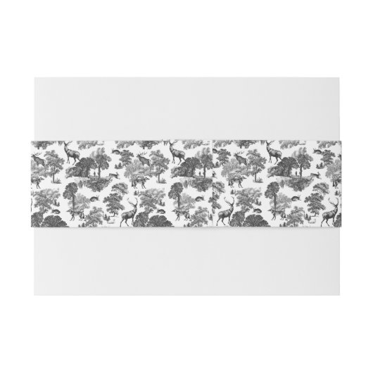 Elegant  Black White Toile Deer Pattern Uitnodigingen Wikkel (Achterkant Voorbeeld)