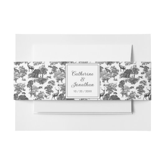 Elegant  Black White Toile Deer Pattern Uitnodigingen Wikkel (Voorkant Voorbeeld)