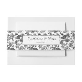Elegant Black White Toile Deer Pattern Uitnodigingen Wikkel