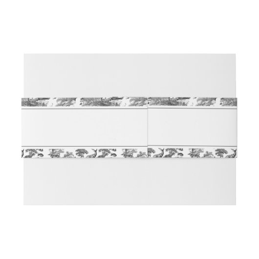 Elegant  Black White Toile Deer Pattern Uitnodigingen Wikkel (Achterkant Voorbeeld)