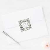 Elegant  Black White Toile Deer Pattern Vierkante Sticker (Envelop)