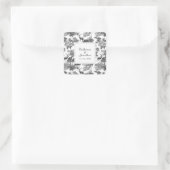 Elegant Black White Toile Deer Pattern Vierkante Sticker (Tas)
