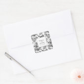 Elegant Black White Toile Deer Pattern Vierkante Sticker (Envelop)