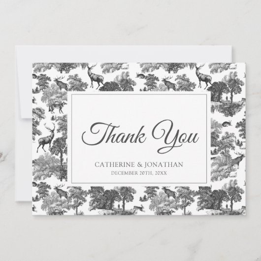 Elegant  Black White Toile Deer Save The Date (Voorkant)