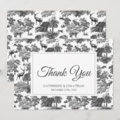 Elegant  Black White Toile Deer Save The Date (Voorkant / Achterkant)