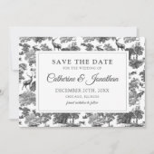 Elegant  Black White Toile Deer Save The Date (Voorkant)