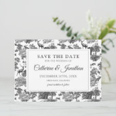 Elegant  Black White Toile Deer Save The Date (Staand voorkant)