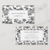 Elegant  Black White Toile Deer Visitekaartje (Voorkant / Achterkant)