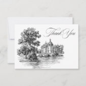 Elegant Black White Toile French Manor Wedding Bedankkaart (Voorkant)