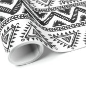 Elegant Black & White Tribal Patroon Cadeaupapier (Rol Hoek)