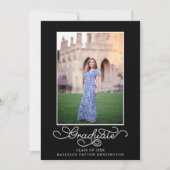 Elegant Black White Typografie Afstuderen Foto Aankondiging (Voorkant)