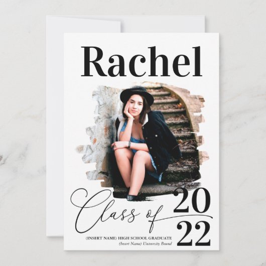 Elegant Black White Typografie Class of Afstuderen Kaart (Voorkant)