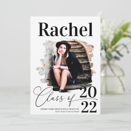 Elegant Black White Typografie Class of Afstuderen Kaart (Staand voorkant)